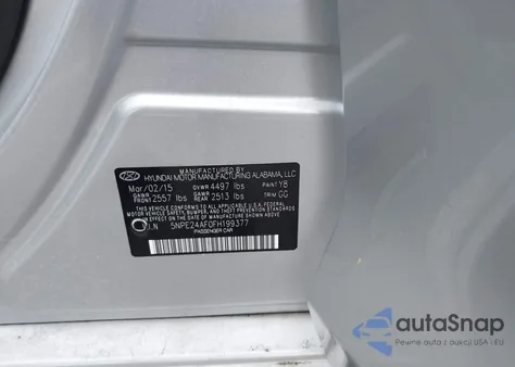 2015 Hyundai Sonata Se z USA, uszkodzony, nr VIN 5NPE24AF0FH199377